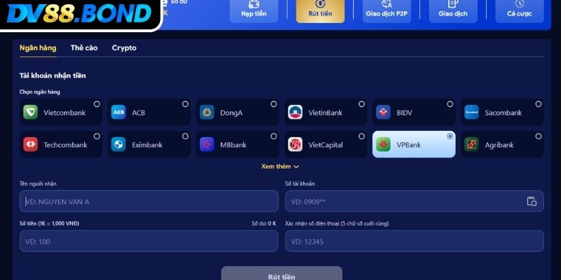 Đăng Ký DV88 Cách Thức Mở Tài Khoản Và Nhận Thưởng Khủng 3 Liên kết ngân hàng và đảm bảo trùng khớp khi đăng ký DV88