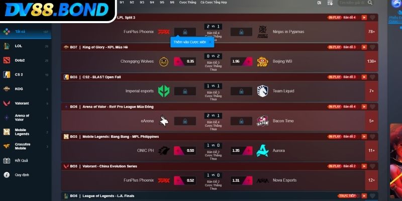Esports DV88 Thế Giới Cược Thể Thao Điện Tử Đỉnh Cao 2025 2 Khám phá thế giới game Esports DV88 đỉnh cao