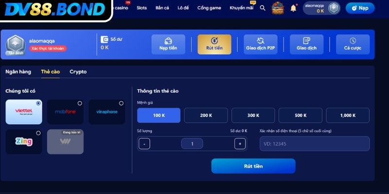 Các quy định quan trọng cần nhớ khi rút tiền DV88